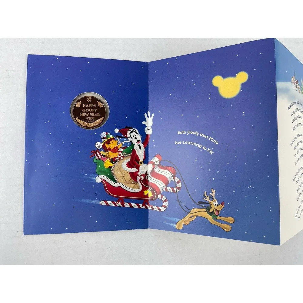 1992 Disney Twas The Night Before Christmas Mickey & Minnie Card & Medallion Set